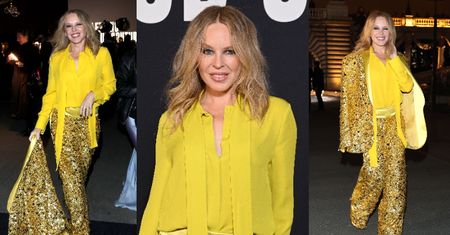 Żółciutka Kylie Minogue błyszczy na paryskim pokazie wiosennej kolekcji Valentino (ZDJĘCIA)