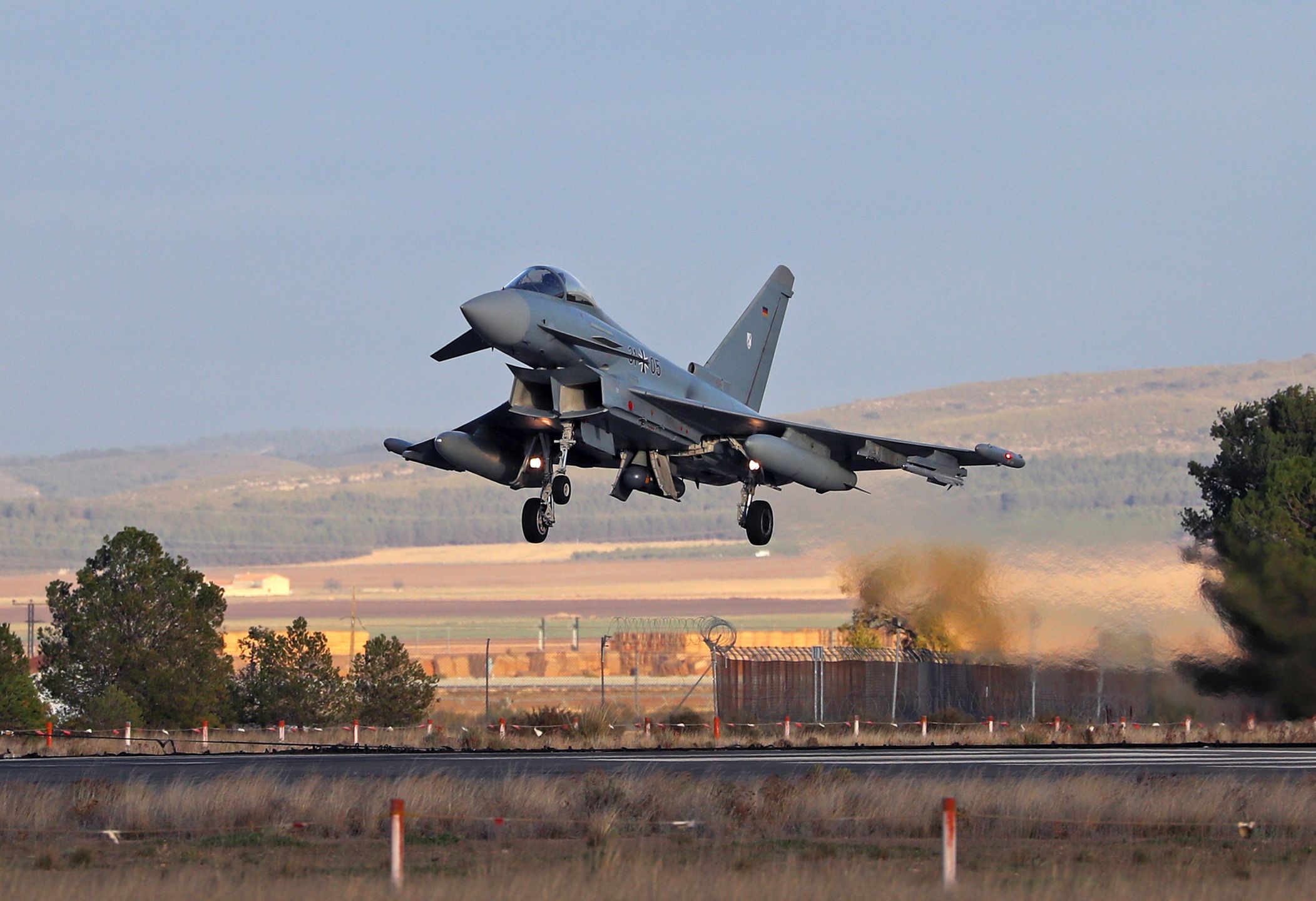 Tactical Leadership Programme Albacete
A Eurofighter EF-2000 Typhoon of the Luftwaffe (German Air Force) lands at Los Llanos airport during the Tactical Leadership Programme in Albacete, Spain, on November 21, 2024. (Photo by Joan Valls/Urbanandsport /NurPhoto via Getty Images)
NurPhoto
luftwaffe, european fighter, ef-2000, german air force, aviation, aircraft, albacete, military aircraft, los llanos airport, eurofighter typhoon ef2000, landing, photography., training program, defense, spanish airport, photo, otan, aeronautics, fighter jet, november 21, aerospace, joan valls, tlp, nurphoto, aircraft landing, tactical training, eurofighter, fighter aircraft, 31-05, urbanandsport, tactical leadership programme, albacete airport los llanos, leadership program