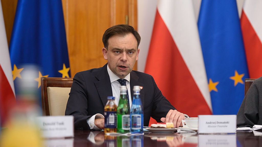 Polish Prime Minister Donald Tusk Meets with Automotive Representatives for Talks.
Polish Finance Minister Andrzej Domanski speaks as he takes part in a meeting with Polish Prime Minister Donald Tusk, Minister of Industry Marzena Czarnecka, Minister of Economic Development and Technology Krzysztof Paszyk and the representatives of the automotive industry in Warsaw, Poland on April 8, 2025. Polish Prime Minister Donald Tusk met with automotive industry representatives following US president Donald Trump Tariffs imposed on US trading partners, amongst them the European Union.
NurPhoto
tariffs, commerce, poland-us relations., minister, economic development, government officials, international relations, automotive, economic impact, donald trump, representatives, business and finance, minister of economic development, trade policy, cars, export, economic strategy, trade, april 8, automotive industry, nurphoto, polish finance minister, policy discussion, warszawa, aleksander kalka, warschau, automotive sector, marzena czarnecka, import, krzysztof paszyk, polen, andrzej domanski, polska, us trading partners