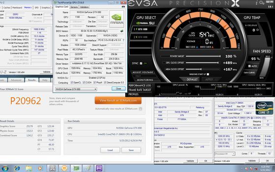 EVGA GeForce GTX 690 karta graficzna rekord podkręcanie 3DMark 11 zrzut ekranowy walidacja
