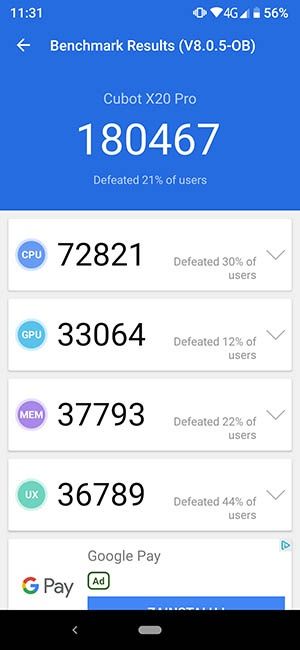 Cubot X20 Pro - Antutu 8