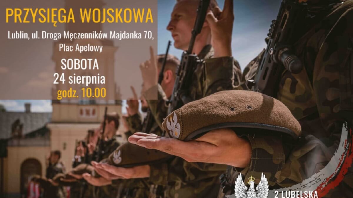 Plakat informujący o przysiędze wojsk w Lublinie