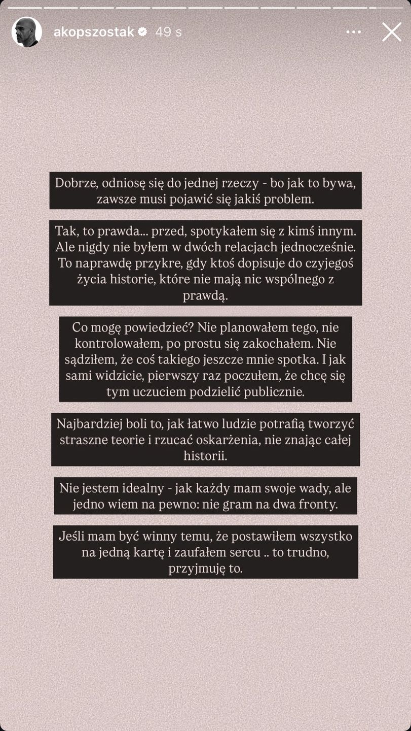 Szostak odniósł się do komentarzy