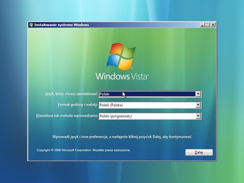 Instalacja Windows Vista krok po kroku 3