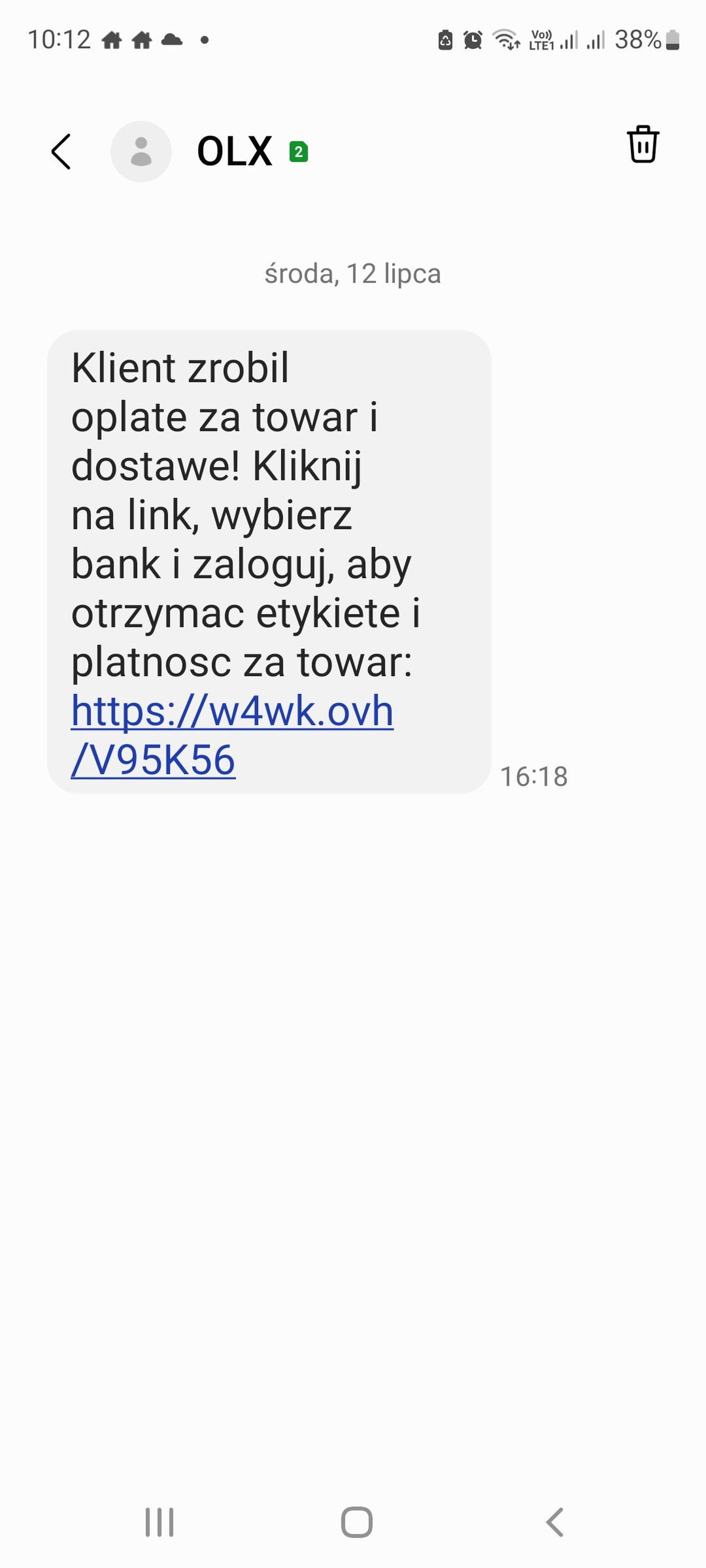 Fałszywy SMS