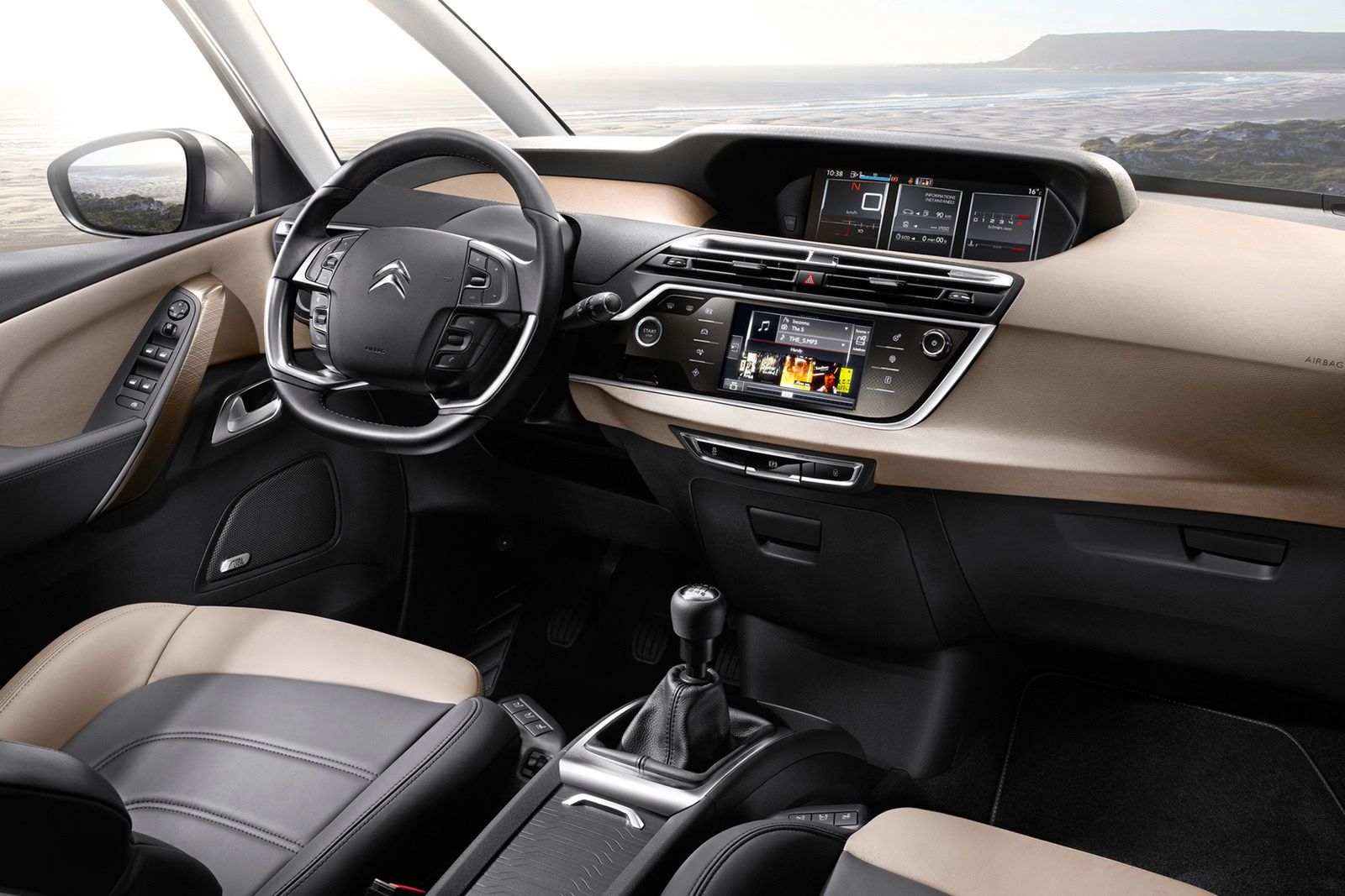 Citroën C4 Picasso z podwójnym słupkiem A. Celem takiego rozwiązania jest zwiększenie widoczności.