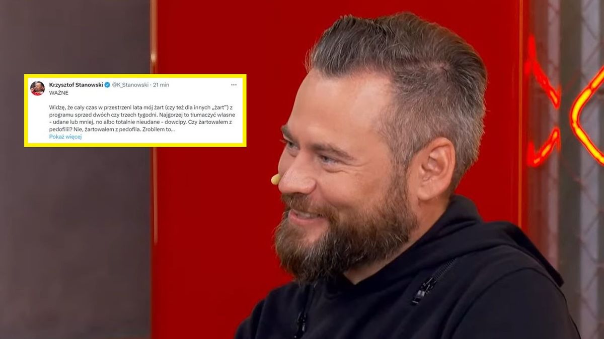 Na zdjęciu Krzysztof Stanowski. W ramce fragment jego oświadczenia.