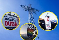 Tatry. Banery na Giewoncie. Prokuratura o transparentach Andrzeja Dudy, LGBT i Strajku Kobiet