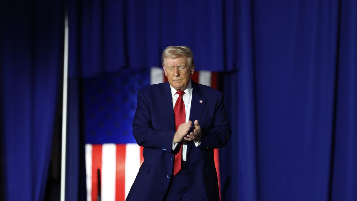 WARREN, MICHIGAN - APRIL 29: President Donald Trump arrives to speak during a rally at Macomb Community College on April 29, 2025 at Warren, Michigan. Trump held the rally to highlight his accomplishments during his first 100 days in office, including closing the border, job creation and the economy. (Photo by Scott Olson/Getty Images)