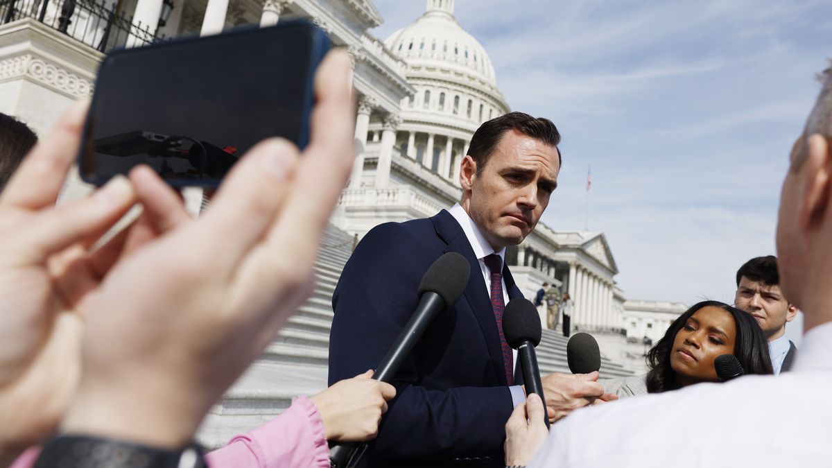 WASHINGTON, DC - MARCH 13: Rep. Mike Gallager (R-WI) speaks to reporters outside of U.S. Capitol Building after the House of Representatives voted on legislation he co-sponsored to ban TikTok on March 13, 2024 in Washington, DC.  The House of Representatives voted Wednesday to ban TikTok in the United States due to concerns over personal privacy and national security unless the Chinese-owned parent company ByteDance sells the popular video app within the next six months. (Photo by Anna Moneymaker/Getty Images)