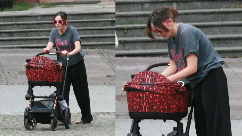 Olga Bołądź z rodziną w Sopocie