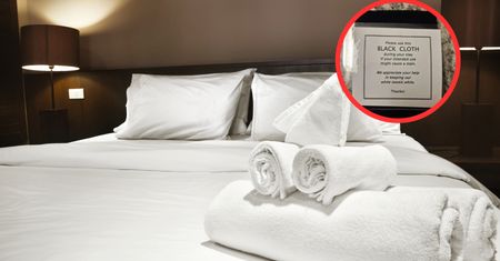 Znaleźli czarny ręcznik w hotelu. Załączony do niego liścik mówi wszystko