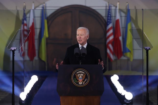 President of the United States Joe Biden before the speech at the Royal Castle Gardens in Warsaw, Poland on February 21, 2023. President Biden visits Poland, after the unexpected visit to Kyiv, ahead of the anniversary of Russian invasion to Ukraine. (Photo by Jakub Porzycki/NurPhoto via Getty Images)