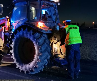 Areszt dla 35-latka, który po pijanemu wjechał ciągnikiem w BMW. 4 osoby w szpitalu