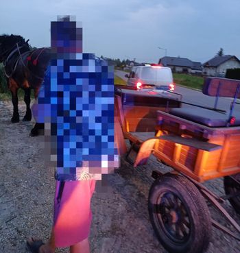 "Raz jechał poboczem, raz wyjeżdżał na środek jezdni". Woźnica wydmuchał trzy promile