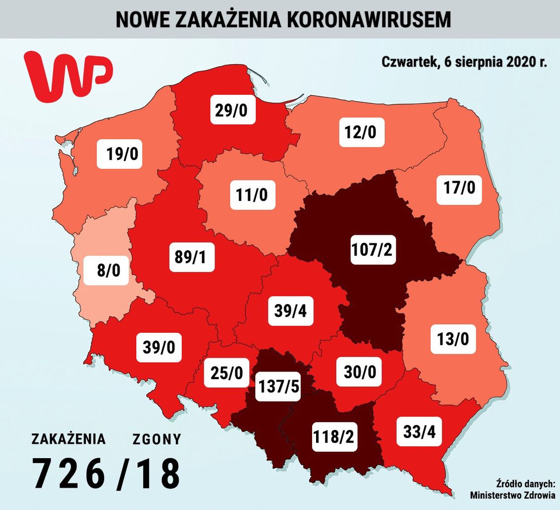 Mapa zakażeń i zgonów