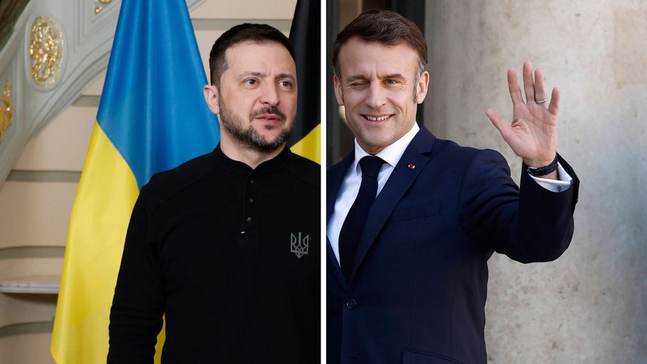 Wołodymyr Zełenski i Emmanuel Macron