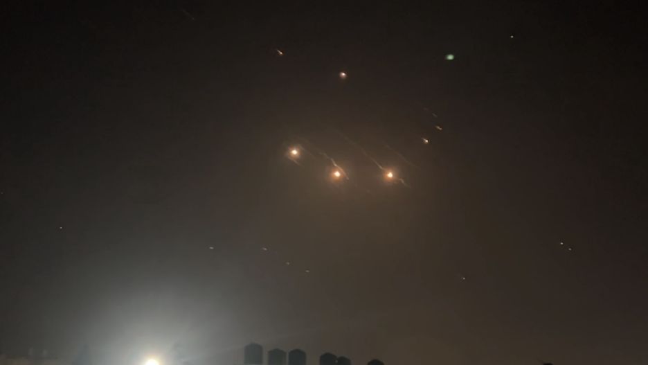 Explosions continue in skies above Jerusalem
JERUSALEM - APRIL 14: Explosions are seen in the skies of Jerusalem, following the attack from Iran on April 14, 2024. (Photo by Mohammad Hamad/Anadolu via Getty Images)
Anadolu
2024, April, attack, drone attacks, explosiın, Iran, Israel, Night, Sky