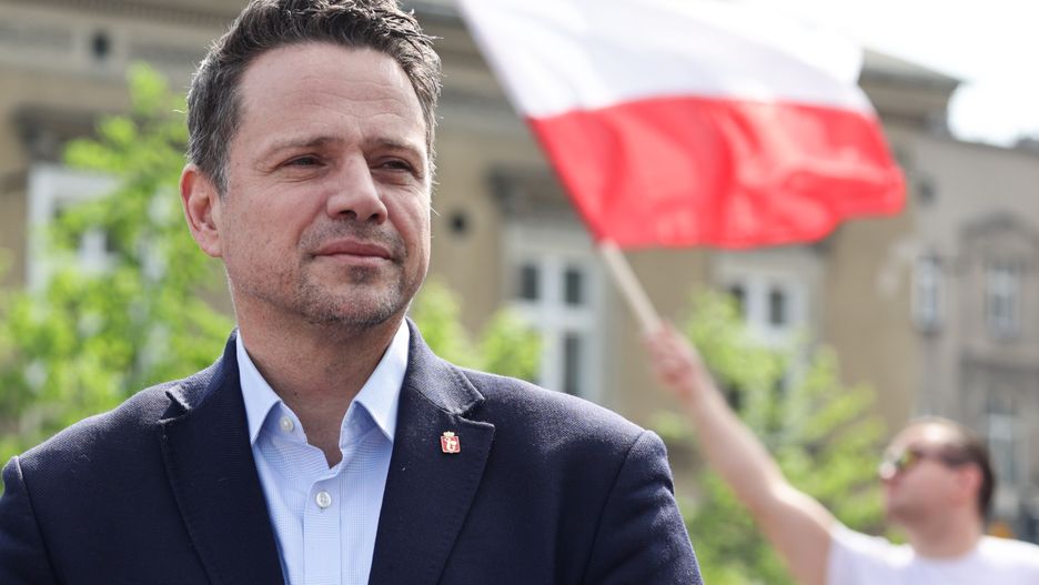 Mayor of Warsaw Rafal Trzaskowski during election rally in Krakow, Poland on April 13, 2024. (Photo by Jakub Porzycki/NurPhoto via Getty Images)
