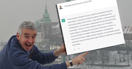 "Dlaczego prezes Ryanair nie lubi CPK?". Oto co odpowiedziała Sztuczna Inteligencja