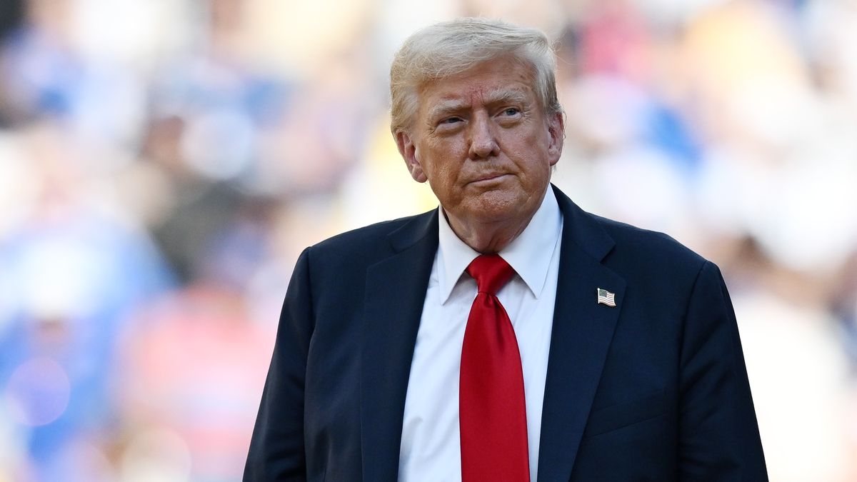 EAST RUTHERFORD, NEW JERSEY - JULY 13:  Donald Trump during award cerimony of the FIFA Club World Cup 2025 final match between Chelsea FC and Paris Saint-Germain at MetLife Stadium on July 13, 2025 in East Rutherford, New Jersey. (Photo by Image Photo Agency/Getty Images)