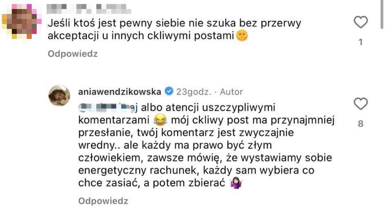Wendzikowska odpowiedziała internaucie 