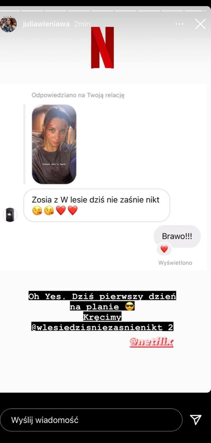 Julia Wieniawa chwali się pracą na planie horroru Netflixa
