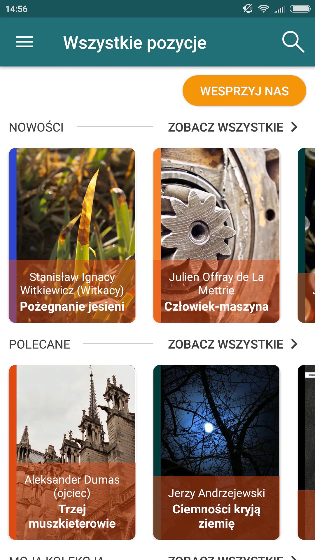 Wolne lektury: ekran główny