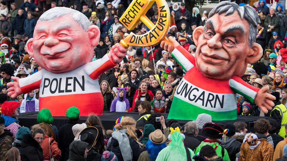 Political Satire Dominates Rose Monday Carnival Parades
DUSSELDORF, GERMANY - FEBRUARY 12:  A float featuring Prime Minister of Hungary Viktor Orban (R) and leader of Poland, Jaroslaw Kaczynski (L) is seen during the annual Rose Monday parade on February 12, 2018 in Dusseldorf, Germany. Political satire is a traditional cornerstone of the annual parades. (Photo by Lukas Schulze/Getty Images)
Lukas Schulze
Cultures, Carneval