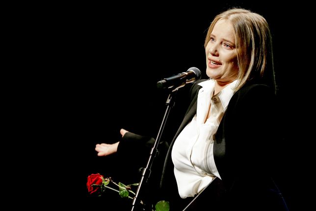 Joanna Kulig na wręczeniu Medali św. Brata Alberta w marcu 2023 r.