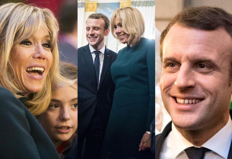 Emmanuel i Brigitte Macron na przyjęciu w Pałacu Elizejskim