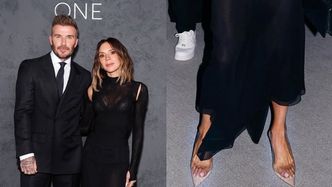 Victoria Beckham pozuje u boku męża i "cierpi" dla mody, ugniatając palce w za małych (?) szpilkach