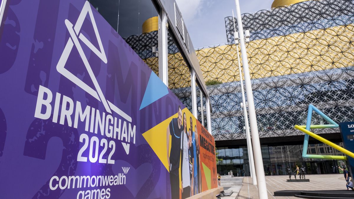 Signage promoting the proud host city of the Birmingham 2022 Commonwealth Games on 27th July 2022 in Birmingham, United Kingdom. The 2022 Commonwealth Games, officially known as the XXII Commonwealth Games and commonly known as Birmingham 2022, is an international multi-sport event for members of the Commonwealth that is scheduled to be held in Birmingham, England. (photo by Mike Kemp/In Pictures via Getty Images)