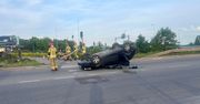 Gorzów: Wypadek na rondzie Santockim. Zderzenie dwóch Audi, jedno z aut dachowało