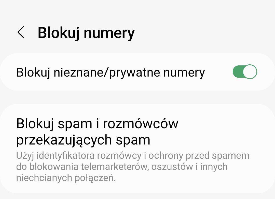 Blokowanie nieznanych numerów w ustawieniach Samsunga