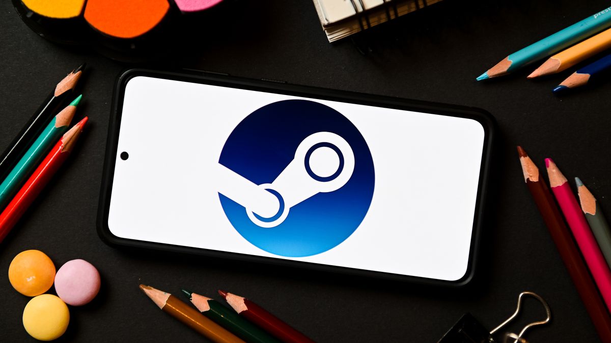 POLAND - 2022/12/17: In this photo illustration a Steam logo seen displayed on a smartphone. (Photo Illustration by Mateusz Slodkowski/SOPA Images/LightRocket via Getty Images)
