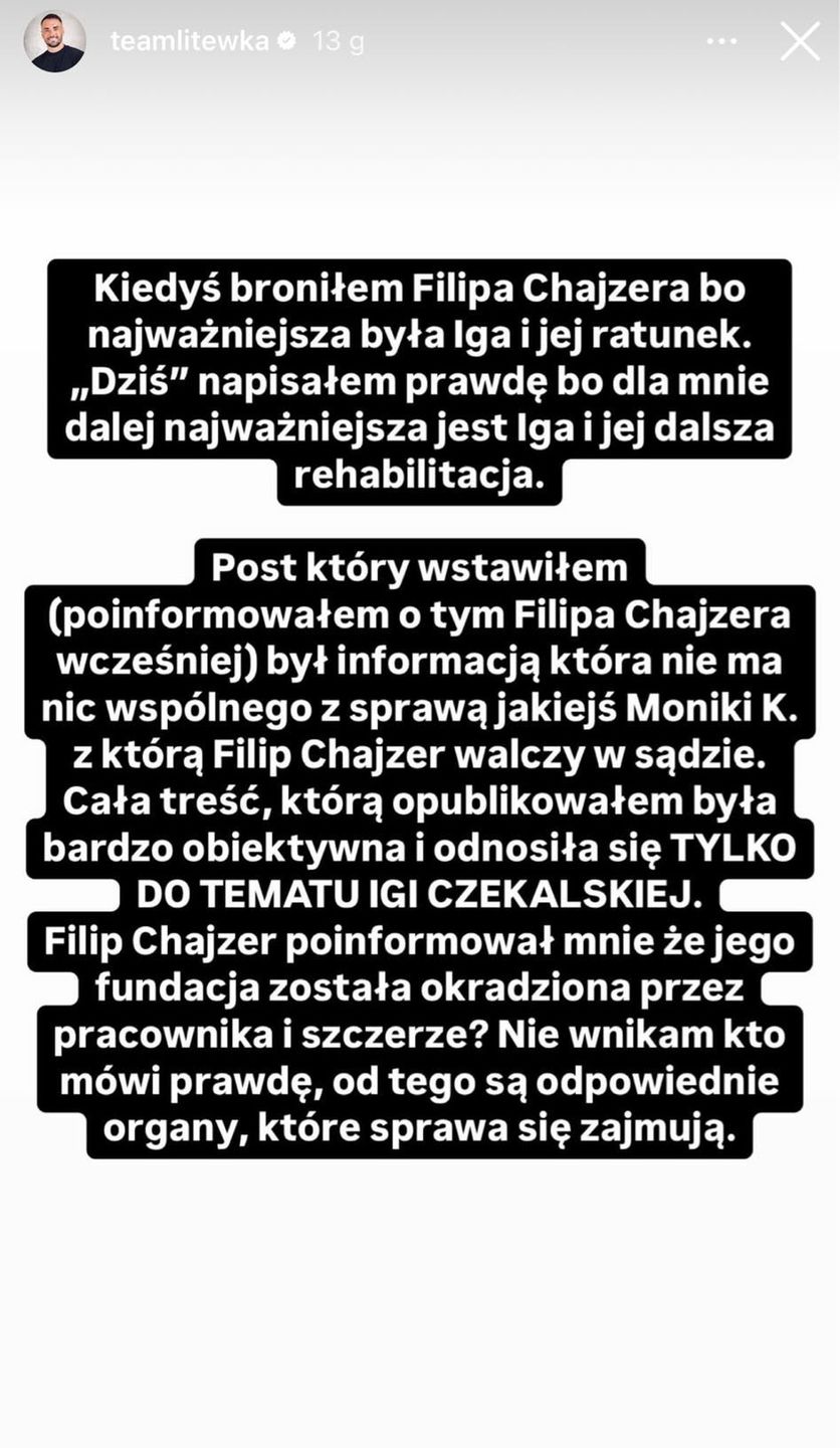 Łukasz Litewka o Filipie Chajzerze