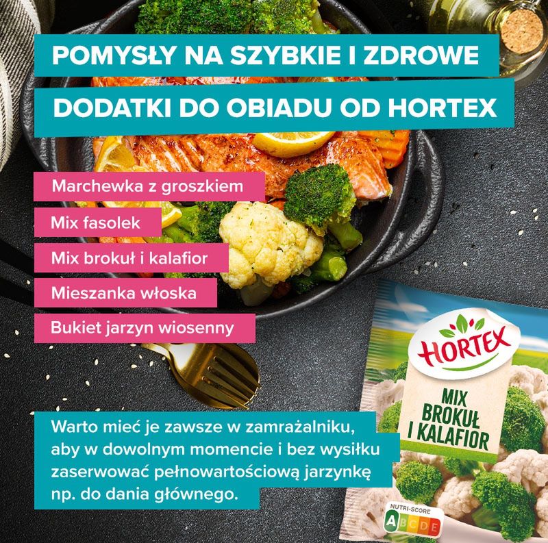 Pomysły na szybkie i zdrowe dodatki do obiadu od Hortex - infografika 