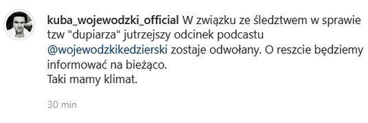 Podcast Wojewódzkiego zdjęty przez "du*iarza" Trzaskowskiego?
