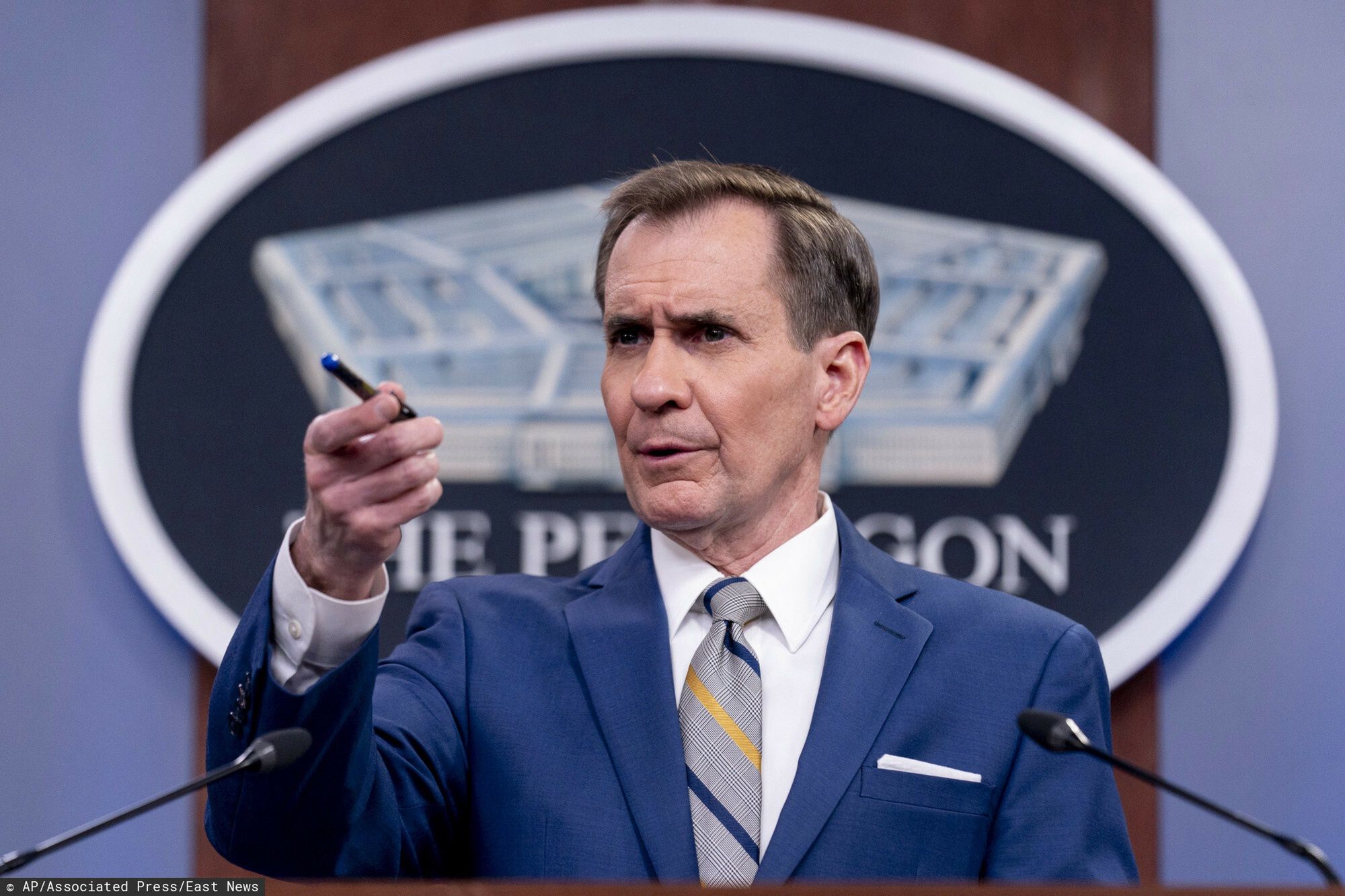 arch50
Pentagon spokesman John Kirby takes a question from a reporter during a briefing at the Pentagon in Washington, Wednesday, March 30, 2022. (AP Photo/Andrew Harnik)
AP