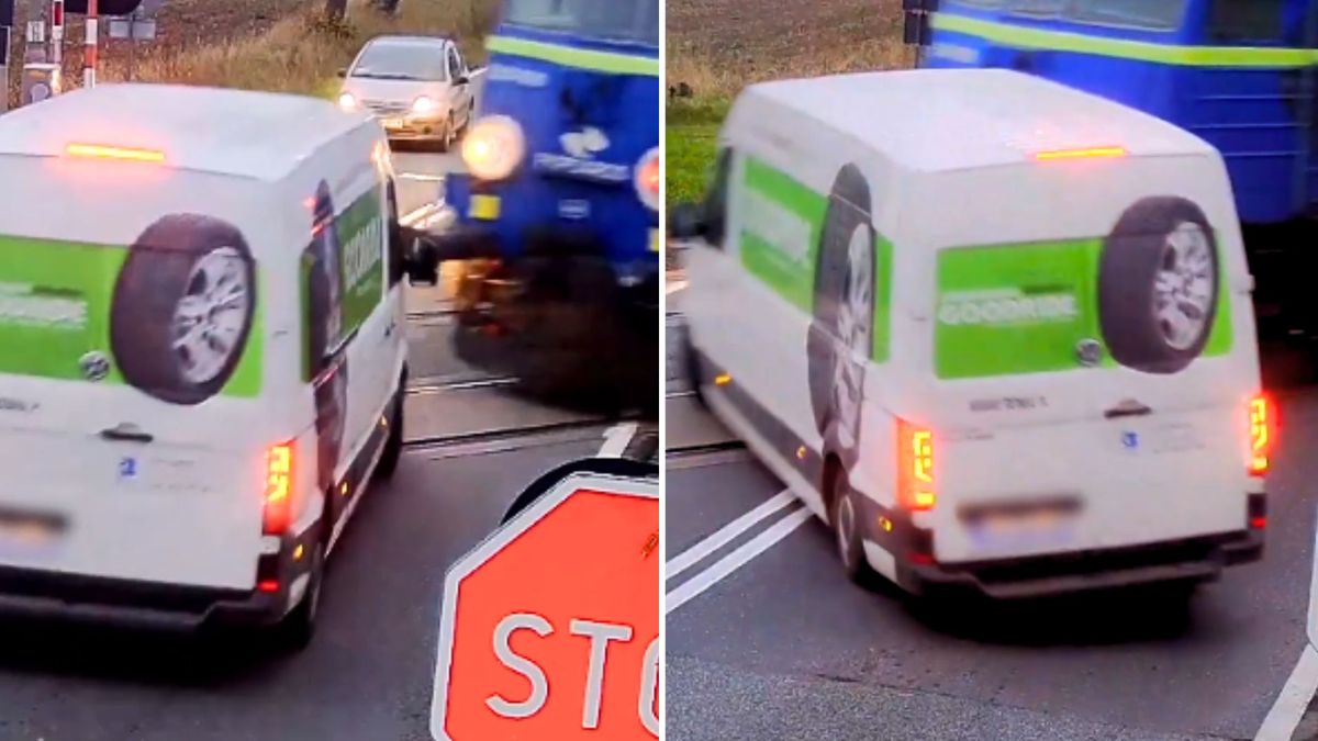 bus, przejazd kolejowy, pociąg Bus wjechał wprost pod pociąg. Finał mógł być tylko jeden