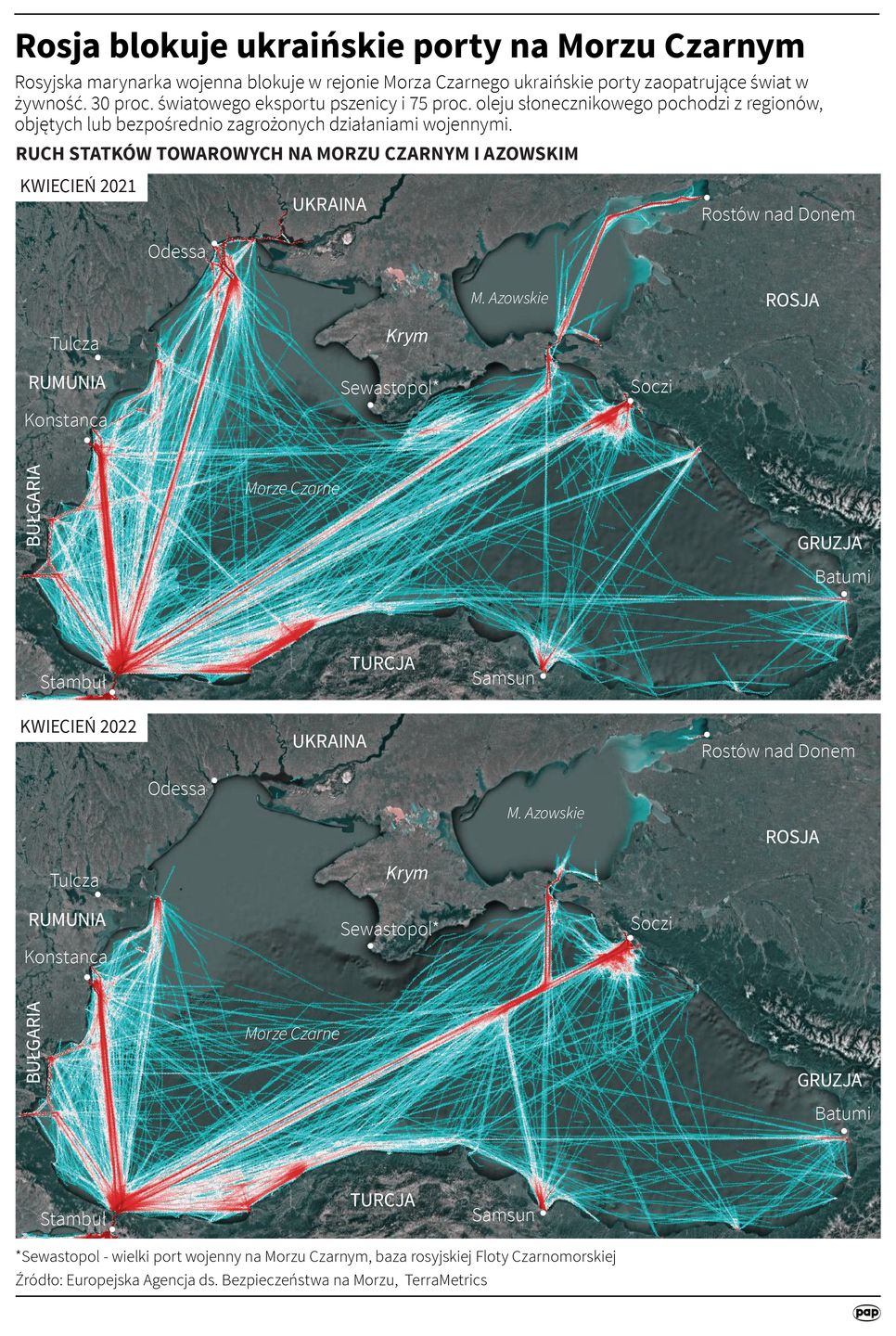 Rosja blokuje ukraińskie porty na Morzu Czarnym