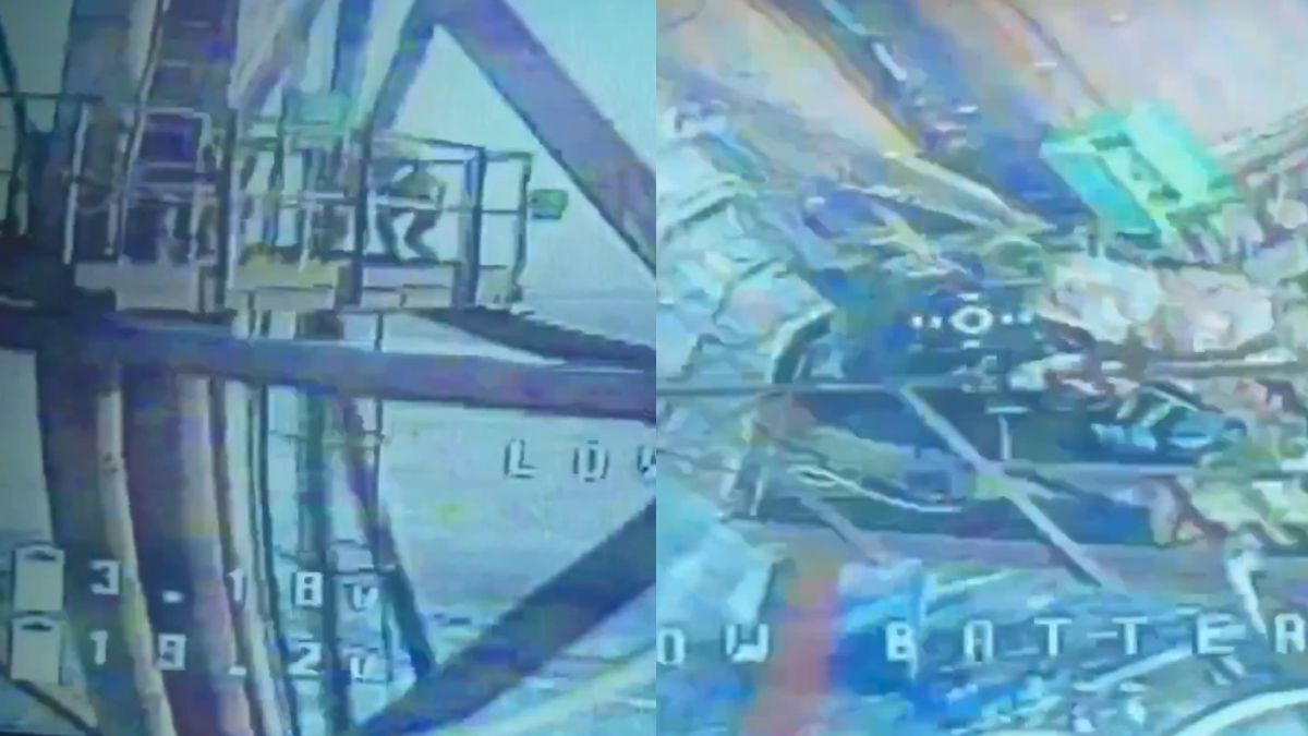 Ukraiński dron w pojedynku z rosyjskimi żołnierzami