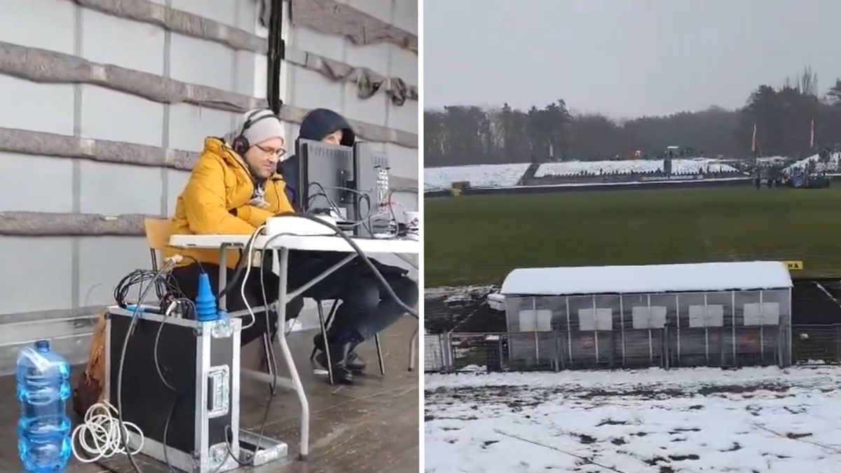 Stanowisko komentatorskie na meczu Carina Gubin vs Piast Gliwice