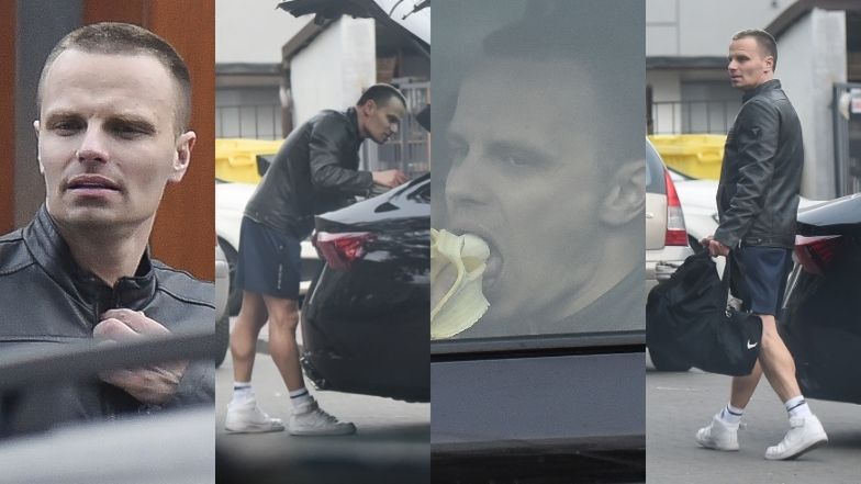 Marcin Hakiel wcina banana po treningu