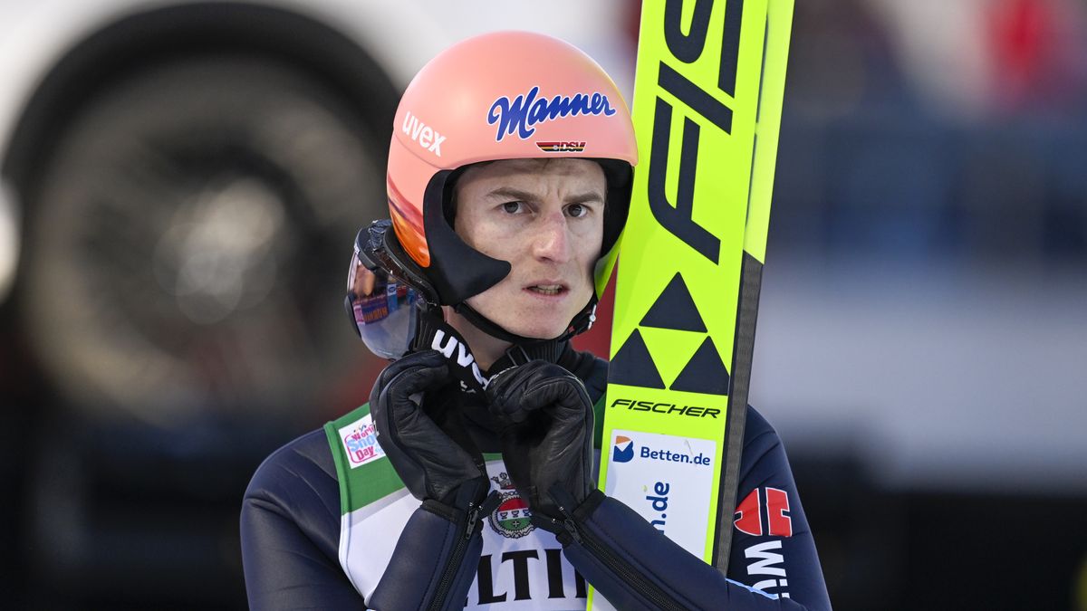 GARMISCH-PARTENKIRCHEN, GERMANY - JANUARY 01: Karl Geiger of Germany looks on after the final round for the Mens Four Hills Tournament on January 1, 2023 in Garmisch-Partenkirchen, Germany. (Photo by Daniel Kopatsch/Getty Images)