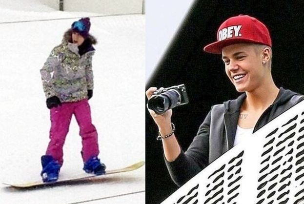 Bieber przed koncertem w Polsce na snowboardzie! (ZDJĘCIA)