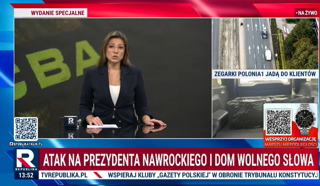 Republika sprzedaje zegarki pod marką innej stacji telewizyjnej.