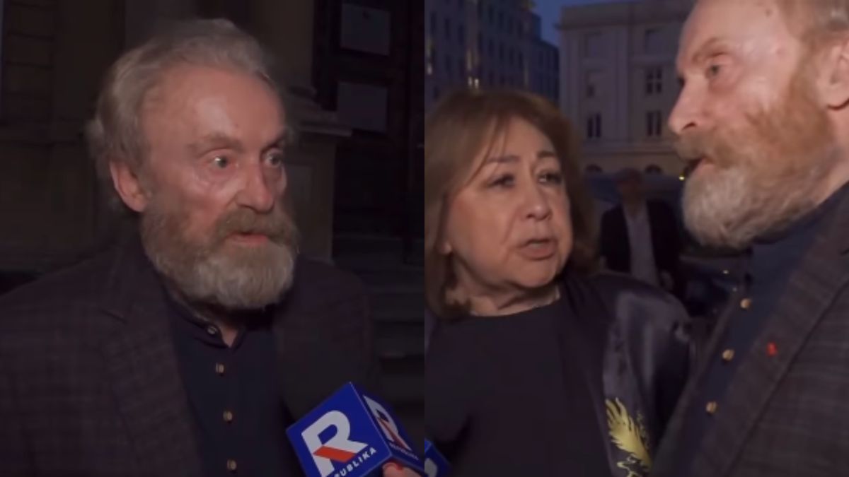 Daniel Olbrychski udzielał wywiadu TV Republika. Nagle do dyskusji włączyła się jego żona