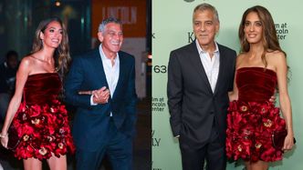 George Clooney i młodsza od niego o 17 lat Amal zachwycili na premierze. Prawniczka postawiła na kwiecistą mini